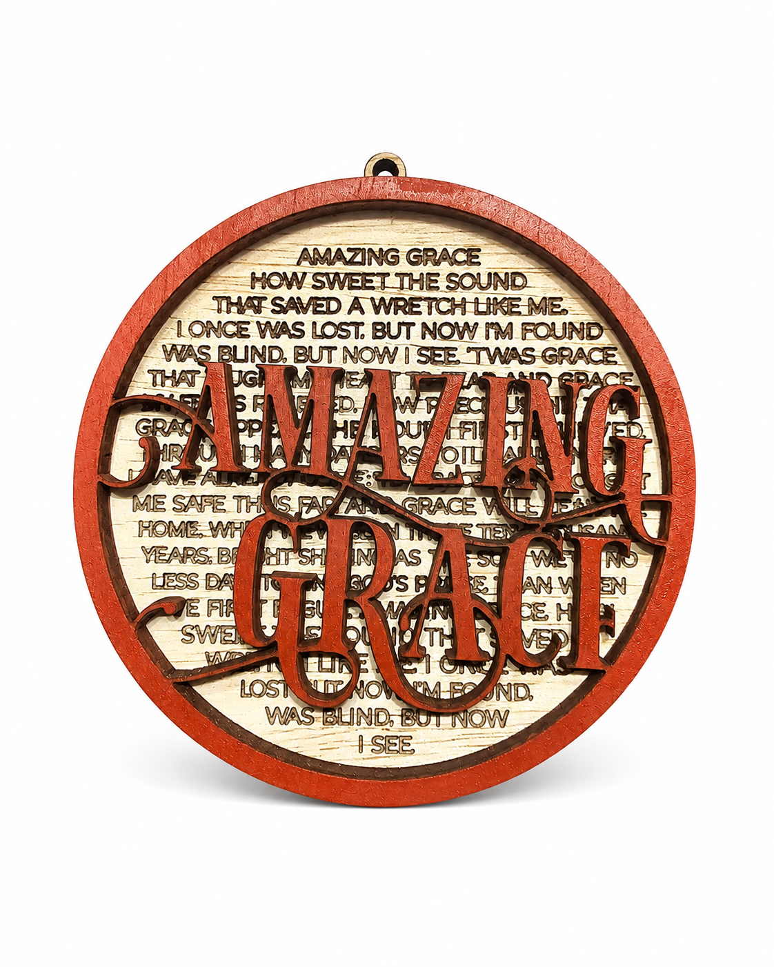 Layered Wooden Amazing Grace ornament