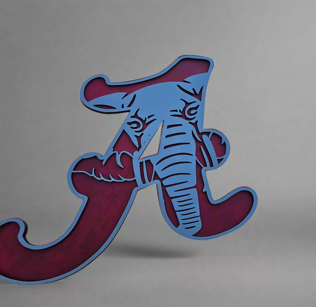 Custom sports sign with maroon script A and elephant design, BearNugget fan art