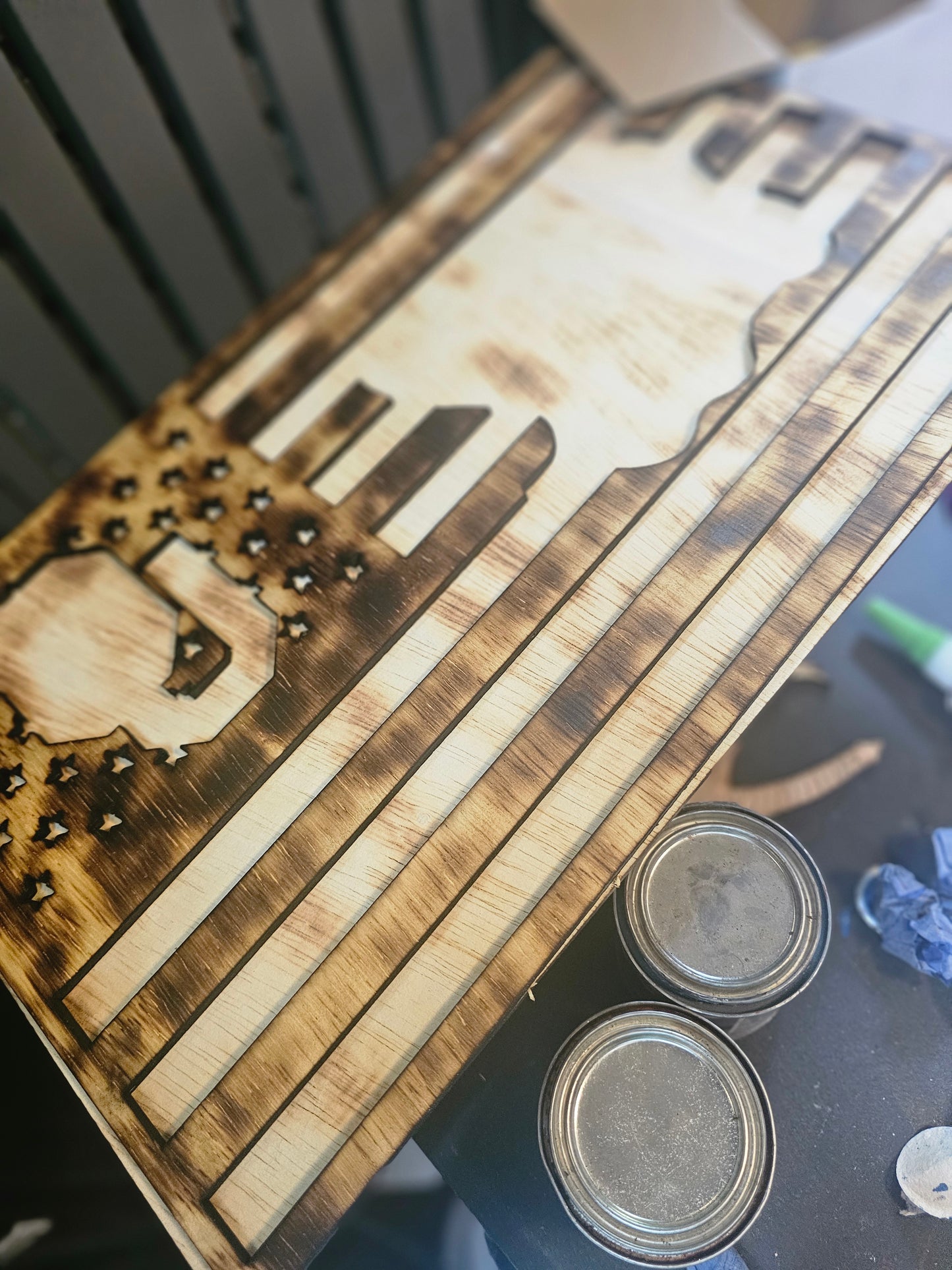 Oklahoma Sooner American flag sign