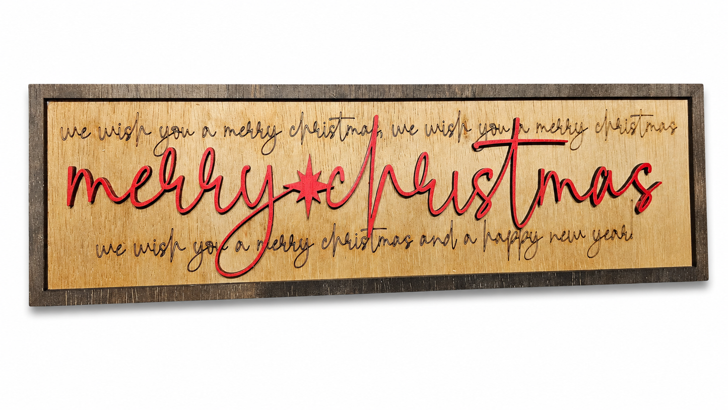 Wooden We wish you a Merry Christmas sign