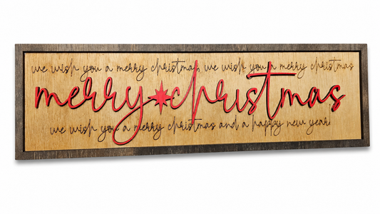 Wooden We wish you a Merry Christmas sign