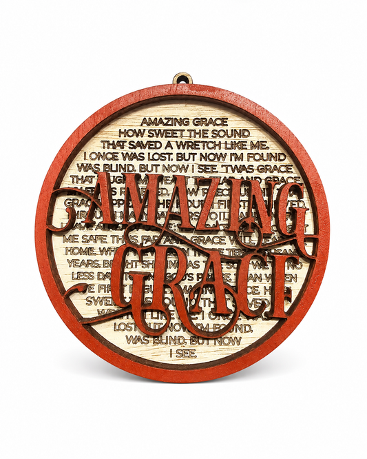 Layered Wooden Amazing Grace ornament