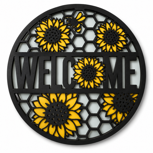 Sunflower Honeycomb Welcome sign