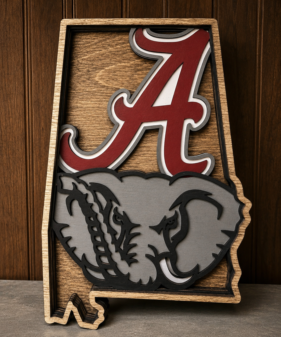 Layered Alabama Crimson Tide Sign