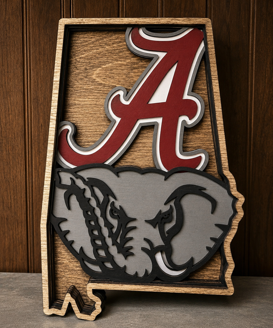 Layered Alabama Crimson Tide Sign