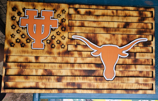 Texas Longhorns American flag sign
