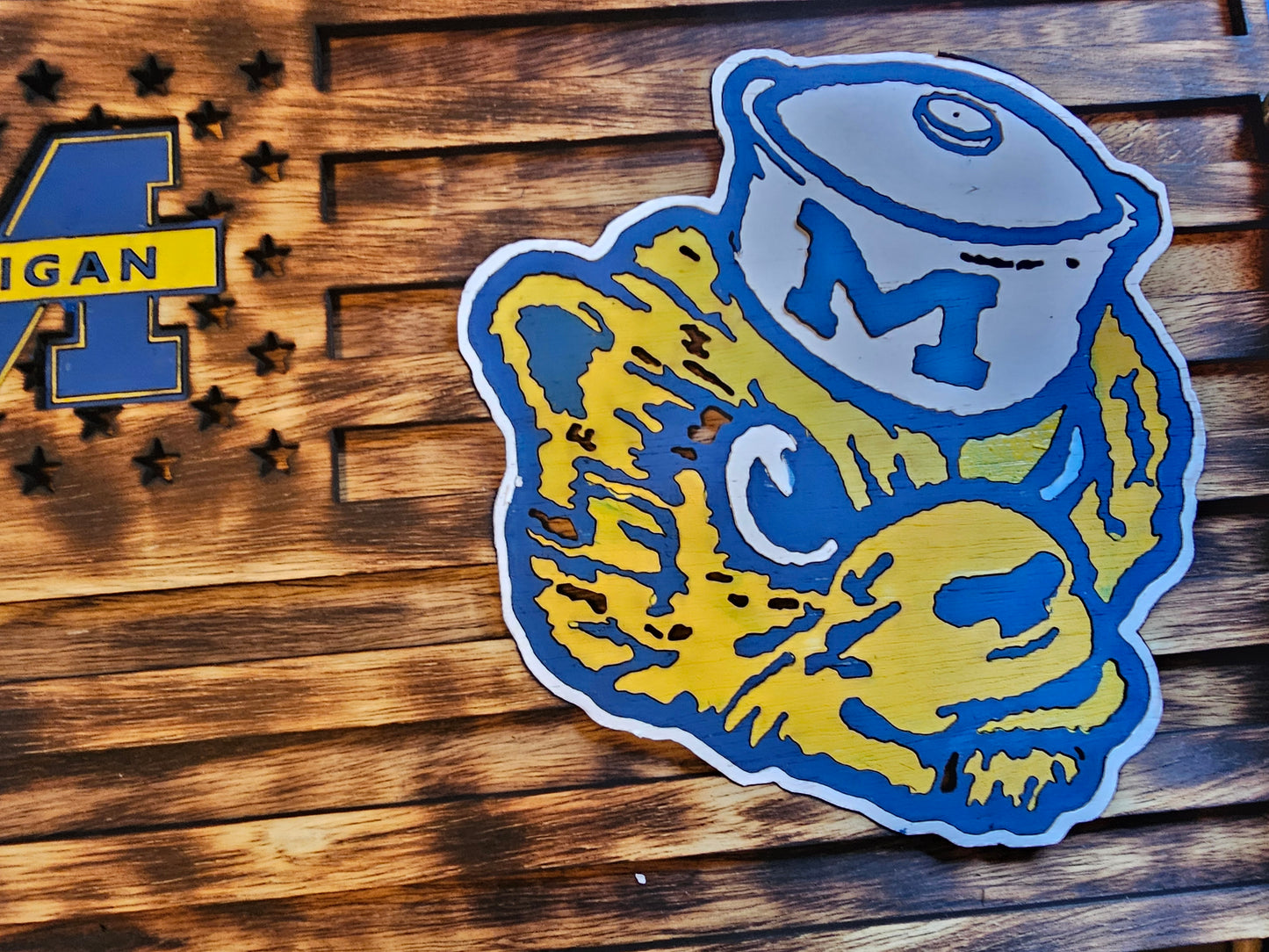 Michigan Wolverines American flag sign