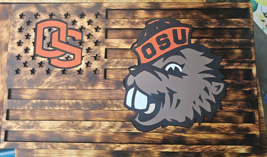 Oregon State American flag sign