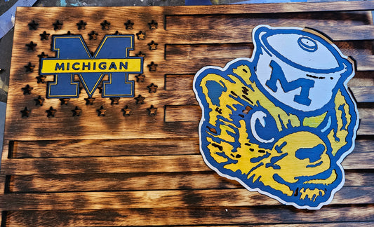 Michigan Wolverines American flag sign