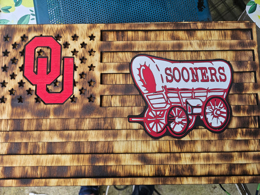 Oklahoma Sooner American flag sign