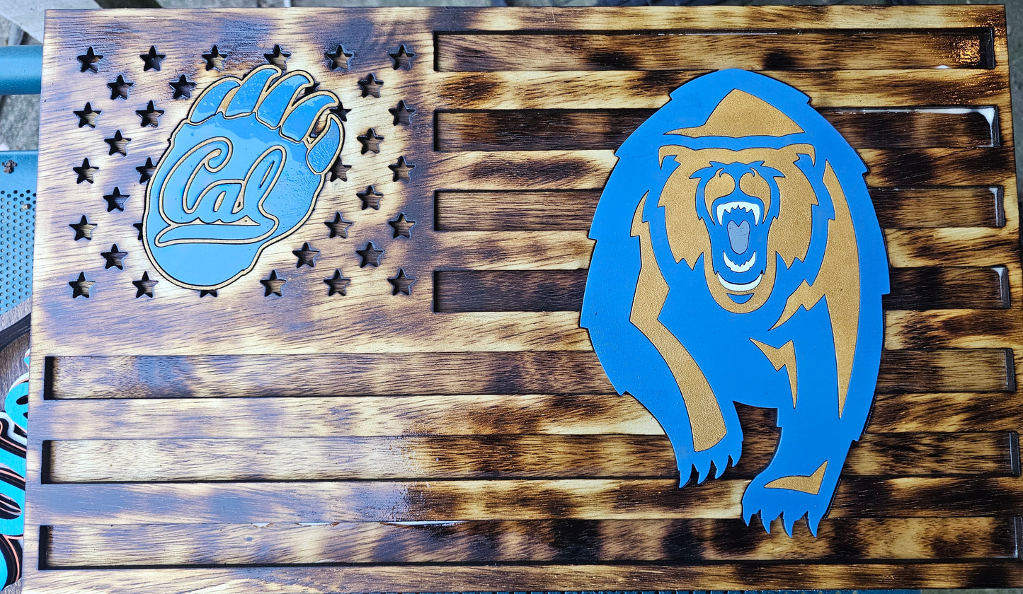 Cal Golden Bears American Flag Sign