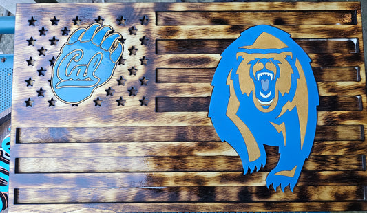 Cal Golden Bears American Flag Sign