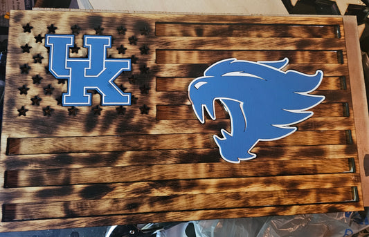 Kentucky Wildcats American Flag Sign