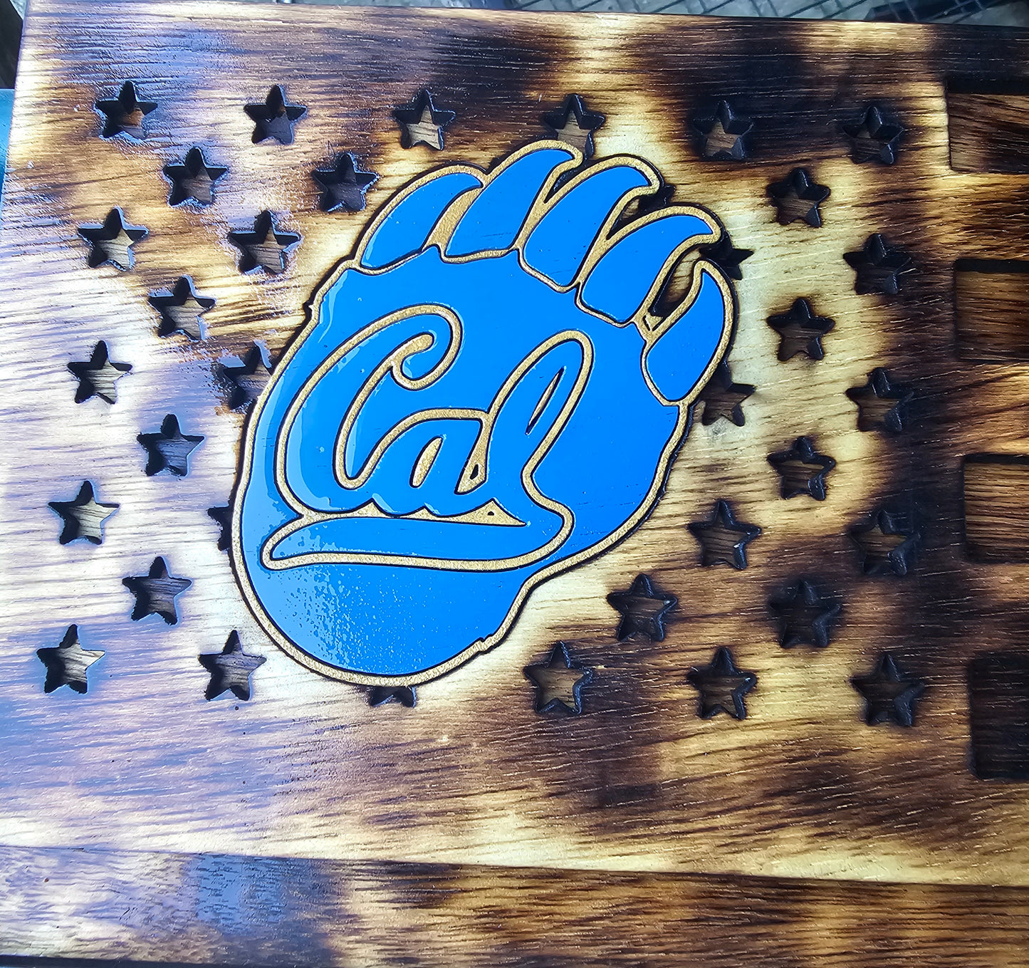Cal Golden Bears American Flag Sign
