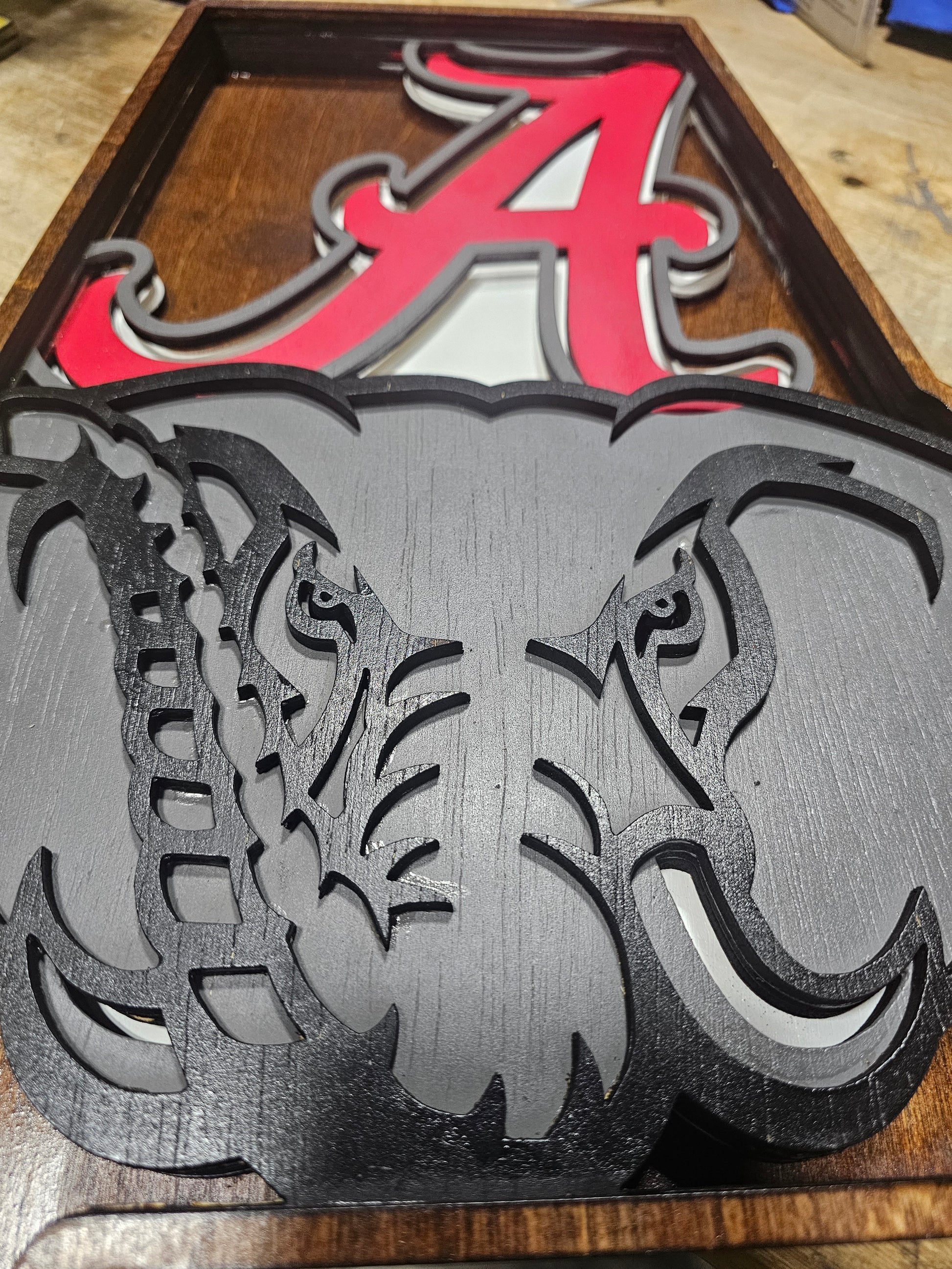 Custom Alabama Crimson Tide elephant and script A sports sign by Bearnugget Customs