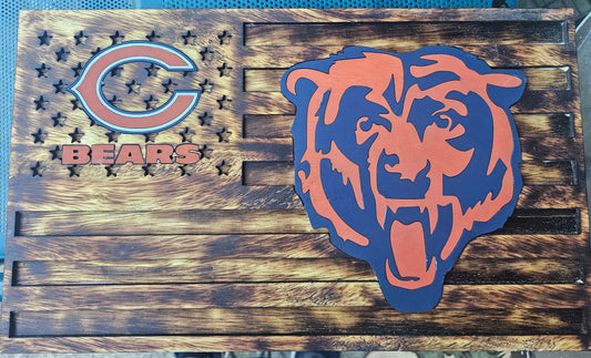 Chicago Bears America Flag Sign
